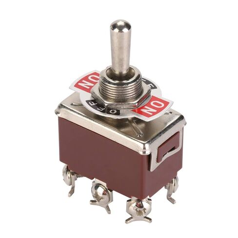 5 قطع تبديل DPDT 6 Pin3 محطة موضع التشغيل على 15A، تبديل الصمام الميكانيكي، فتحة تركيب 12 مم، مقبض دائري معدني يمكن التحكم فيه يدويًا للأغراض الصناعية in Kuwait