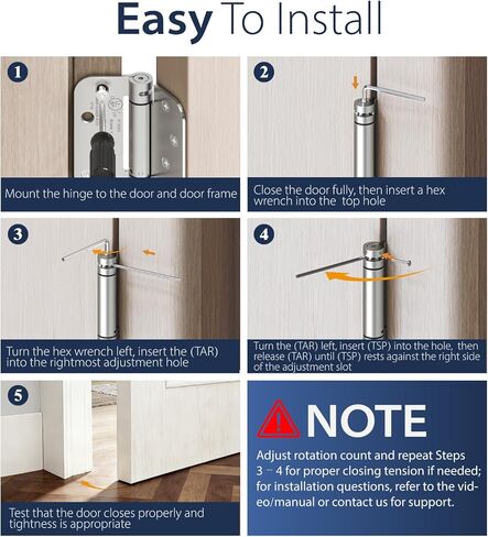 3-Pack Self Closing Door Hinges, 4 Inch Spring Loaded Door Hinges, Adjustable Tension for Exterior,Garage, Front Back Door,Left Right Hand Door, 5/8'' Radius Corners,UL Listed,Brushed Nickel in Saudi Arabia