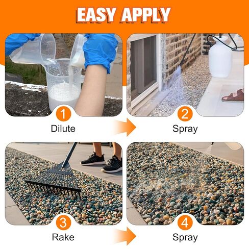 غراء الصخور للمناظر الطبيعية، غراء الحصى، غلاف الحصى البازلاء 31.2oz أقصى غطاء، قفل صخري قوي، لاصق حجر المناظر الطبيعية للمنحدرات، أسرة الزهور، حواف الممر، سريع الجفاف وآمن للنباتات والحيوانات الأليفة in Kuwait