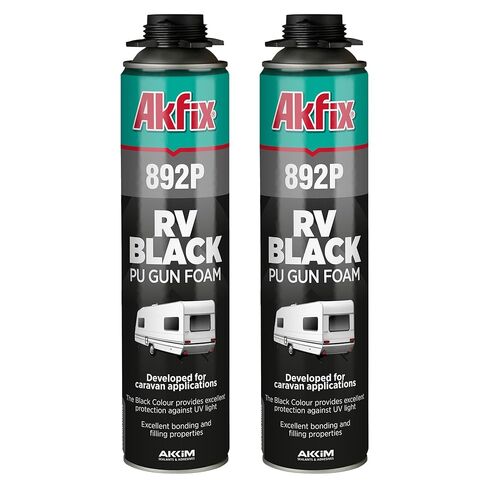 Akfix 892P Black Spray Foam Sealant (2x24oz)- UV Resistant Polyurethane Expanding Insulation, Waterproof, for RV, Pond, Waterfall & Landscape | Gun&Cleaner Included | 24oz 2 Pack in Kuwait