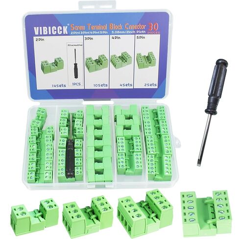 30 مجموعة من المسمار 5.08 مم مجموعة موصل كتلة المحطة PCB 2-pin 3-pin 4-pin 5-pin موصل مناسب لكابل 24-12AWG in Kuwait