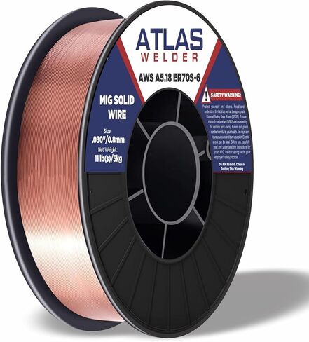 سلك لحام MIG صلب من ATLASWELDER، ER70S-6.030 بوصة 10 رطل مع ترشيش منخفض ومستويات عالية من مزيلات الأكسدة لجميع مواضع لحام الغاز in Kuwait