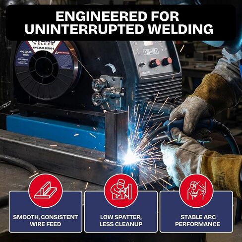 سلك لحام MIG صلب من ATLASWELDER، ER70S-6.030 بوصة 10 رطل مع ترشيش منخفض ومستويات عالية من مزيلات الأكسدة لجميع مواضع لحام الغاز in Kuwait