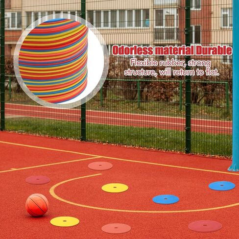48 قطعة من أقراص التحديد المسطحة المخروطية الشكل مع حامل وحقيبة حمل - 4 ألوان (أحمر، برتقالي، أصفر، أزرق) للتدريب الرياضي، التدريبات الميدانية، تمارين الرشاقة - بلاستيك TPE متين، قطر 6 بوصات in Kuwait