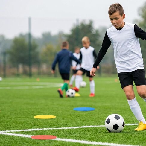 48 قطعة من أقراص التحديد المسطحة المخروطية الشكل مع حامل وحقيبة حمل - 4 ألوان (أحمر، برتقالي، أصفر، أزرق) للتدريب الرياضي، التدريبات الميدانية، تمارين الرشاقة - بلاستيك TPE متين، قطر 6 بوصات in Kuwait