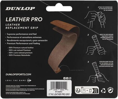 Dunlop Leather Pro Tennis Replacement Grip (Tan) in Multipacks (1-6 Packs Available) in Saudi Arabia
