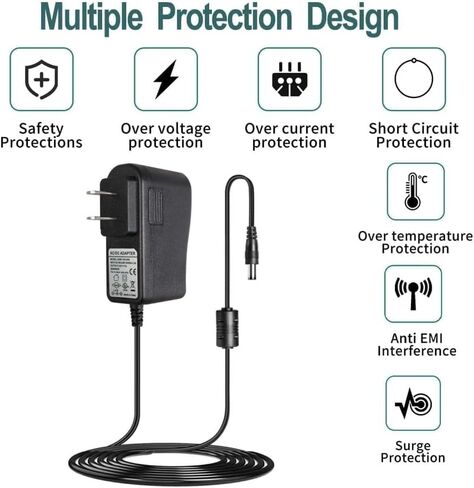 12V Power Supply Charger Adapter for Yamaha PA130 PA150, Power Cord for Yamaha PSR, YPG, YPT, DGX, DD Series Keyboard - Only Compatible for Listed Models (3.93 Ft Long Cord) in Saudi Arabia