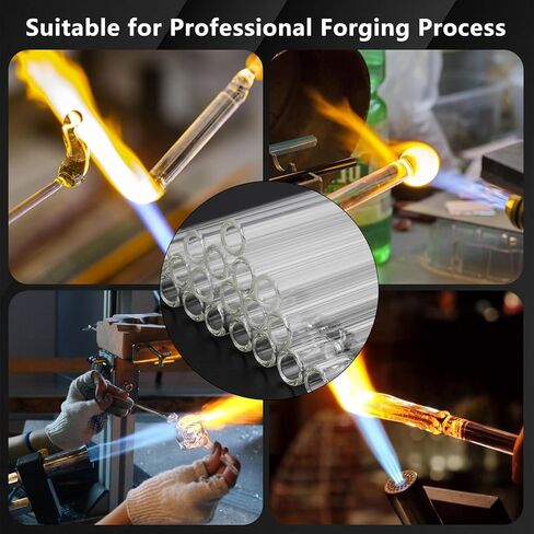 30 Pcs 8 Inch Borosilicate Glass Pipe, 12mm OD, 7mm ID, 2mm Thick Wall, High Heat Glass Blowing Tubes with 4 pcs Cleaning Brushes, for Blowing, Lampworking, Industrial Use in Saudi Arabia