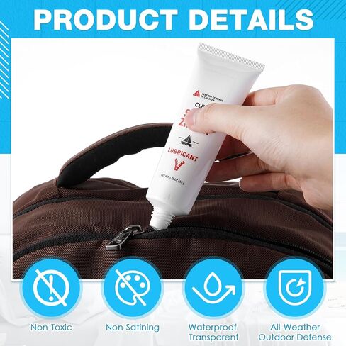 زيت تشحيم بسحّاب وسحاب من لونسوير للسحّابات البلاستيكية والمعدنية، 1.7 أونصة من تشحيم سحاب غير ملطخ لقماش القوارب، وحقائب المعدات، والملابس، والسترات، وبدلات الغوص، وألواح الفينيل والمزيد in Kuwait