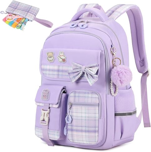 حقيبة ظهر للبنات ، حقيبة ظهر للأطفال لأكياس المدارس الفتيات مع قلم القلم ، حقيبة كتب منقوشة لكلية المدرسة الابتدائية الابتدائية الابتدائية ، Pink-2pcs in Kuwait