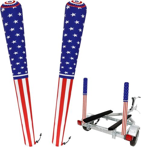48" 4th of July American Flag Boat Trailer Guide Pole Covers 2 Pcs,USA Boat Trailer Accessories for Fishing Boats Sailboat Trailers Independence Day Decorations in Kuwait