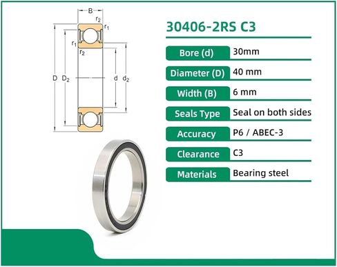 4PCS 30406-2RS 30x40x6 MR30406-2RS Bearing 30 * 40 * 6 Bearing MH3040H6-2RS Thin Wall Bearing Shielding Ball Bearing in Saudi Arabia