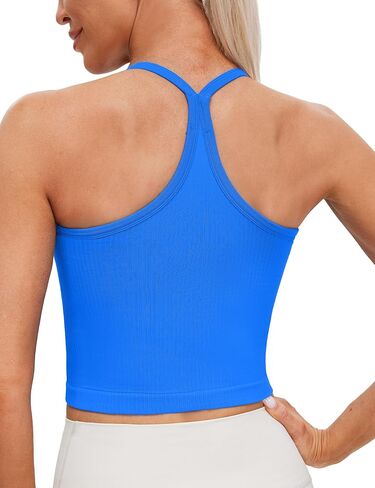 MathCat Workout Crop Tank Tops for Women-Spaghetti Straps Racerback Longline Sports Bras Ribbed Padded Yoga Tops in Saudi Arabia