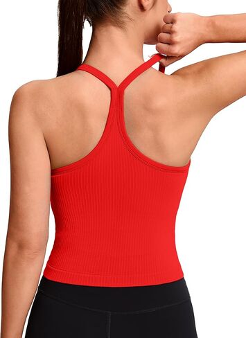 MathCat Workout Crop Tank Tops for Women-Spaghetti Straps Racerback Longline Sports Bras Ribbed Padded Yoga Tops in Saudi Arabia