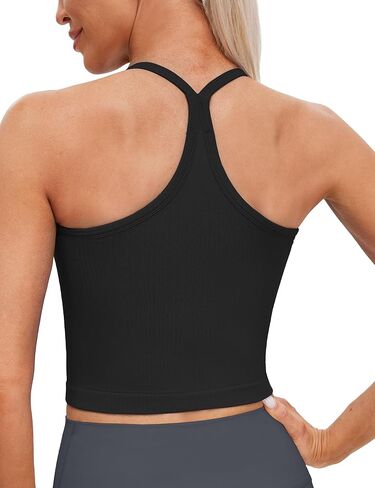 MathCat Workout Crop Tank Tops for Women-Spaghetti Straps Racerback Longline Sports Bras Ribbed Padded Yoga Tops in Saudi Arabia