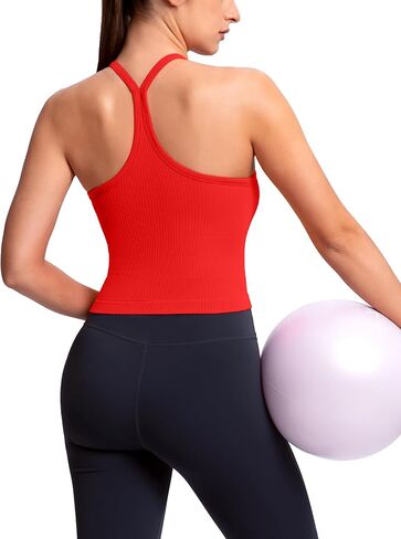 MathCat Workout Crop Tank Tops for Women-Spaghetti Straps Racerback Longline Sports Bras Ribbed Padded Yoga Tops in Saudi Arabia