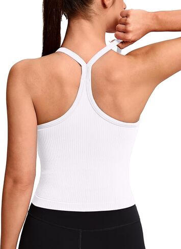 MathCat Workout Crop Tank Tops for Women-Spaghetti Straps Racerback Longline Sports Bras Ribbed Padded Yoga Tops in Saudi Arabia