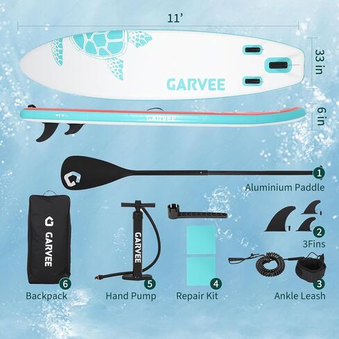 GarveeLife Inflatable Stand Up Paddle Board with Premium SUP Paddle Board Accessories, Wide Stable Design, Non-Slip EVA Deck Pad, Built-in Camera Mount, for Adults & Youth, 10'6"/11'/11'5" in Saudi Arabia