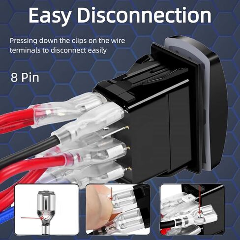 أعلى/أسفل 8 دبوس DPDT مفتاح الروك اللحظي، (ON)-Off-(ON) 12V-24V 3 مواضع تبديل السهم المحفور بالليزر لعكس المحرك، القارب، مقبس RV، المحرك الخطي - مجموعة أسلاك التوصيل (بدون لوحة، أزرق) in Kuwait
