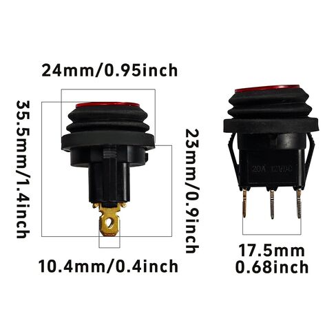 4Pcs Waterproof Round Rocker Toggle Switch, 2 Position 12V 20A SPST 3Pin ON-Off Car Auto Boat LED Light for Marine Truck RV KCD1-8-101NW, 4 Colors in Saudi Arabia