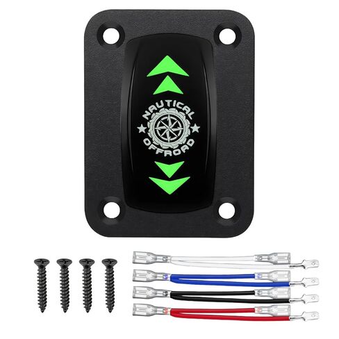 أعلى/أسفل 8 دبوس DPDT مفتاح الروك اللحظي، (ON)-Off-(ON) 12V-24V 3 مواضع تبديل السهم المحفور بالليزر لعكس المحرك، القارب، مقبس RV، المحرك الخطي - مجموعة أسلاك التوصيل (بدون لوحة، أزرق) in Kuwait