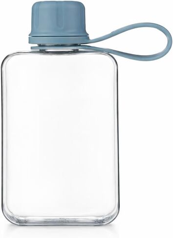 Flat Water Bottle Travel Flask Portable 8.2 oz BPA Free Tritan Square Small Water Bottles Leakproof Slim Water Bottle for Purse Travel Pocket Sports Fitness (Grey, 8.2 OZ) in Saudi Arabia