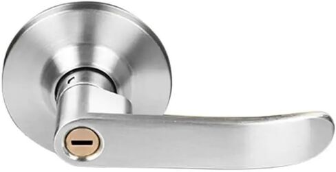 Interior Reversible Door Handle Lock Straight Lever with Round Trim 1Pcs(Silver-70mm Keyless) in Saudi Arabia