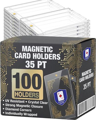 Magnetic Card Holders for Trading Cards | 35pt 30 Count | Clear Acrylic One-Touch Magnetic Card Holders Protector Case for Sports, TCG, and Collectible Cards in Saudi Arabia
