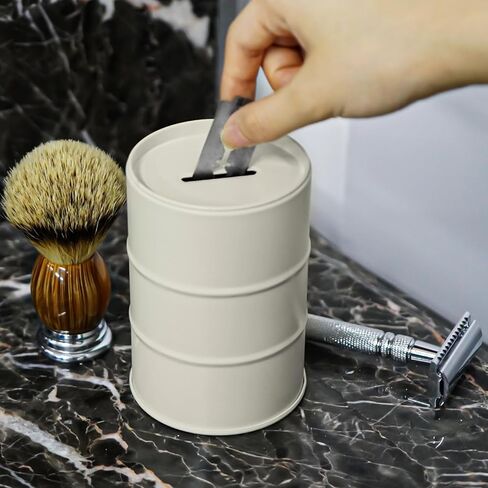 Linkidea Safety Razor Blade Disposal Container Box, Metal Razor Disposal Case Safe Bank for Storing Used Wasted Blades (White) in Saudi Arabia