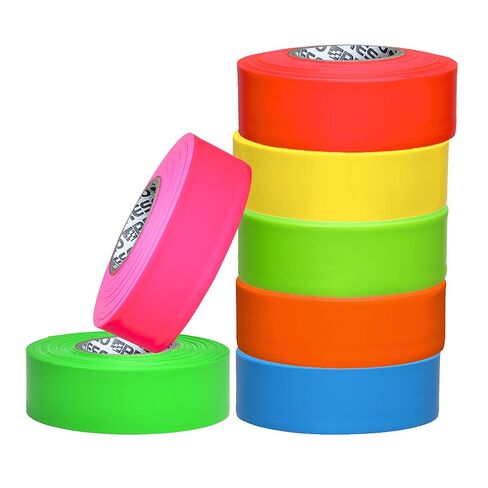 NO Adhesive, Presco PresGlo Arctic Roll Flagging Tape 5 mils Thick, 1-3/16 in. x 50 yds. (Neon Orange) in Saudi Arabia