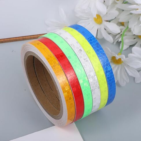 6 Rolls Reflective Tape for Bikes Adhesive 6 Colors Night Safety Iron On Reflective Tape Waterproof for Trailer Motorcycle Yellow.,Orange, Green,Silver, Blue, Red(0.4 Inch x 157 Feet) in Saudi Arabia
