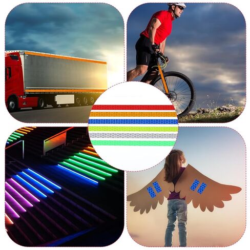 6 Rolls Reflective Tape for Bikes Adhesive 6 Colors Night Safety Iron On Reflective Tape Waterproof for Trailer Motorcycle Yellow.,Orange, Green,Silver, Blue, Red(0.4 Inch x 157 Feet) in Saudi Arabia
