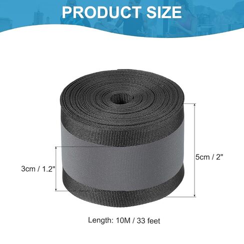 PATIKIL Reflective Tape Strip, 2" x 33FT High Visibility Reflective Strip Sew-on Reflective Tape DIY Safety Fabric Webbing for Bags Clothes Raincoats, Black in Saudi Arabia