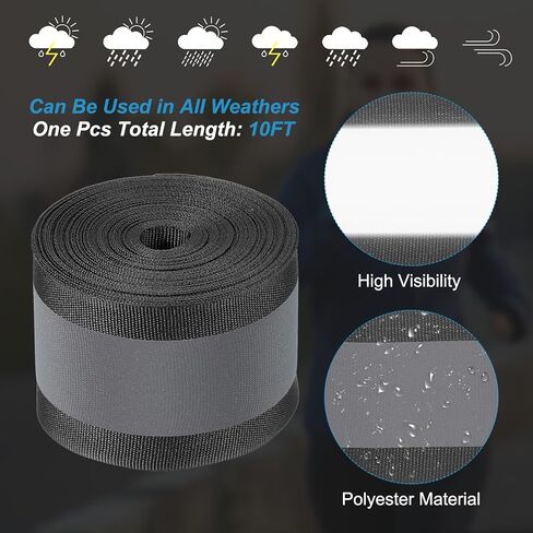 PATIKIL Reflective Tape Strip, 2" x 33FT High Visibility Reflective Strip Sew-on Reflective Tape DIY Safety Fabric Webbing for Bags Clothes Raincoats, Black in Saudi Arabia
