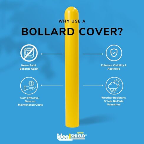 Ideal Shield 1/8" Yellow Safety Bollard Cover 6" with Red Stripes, 67" H. Installation Tape Included with Flat Top Bollard Post Sleeve in Kuwait