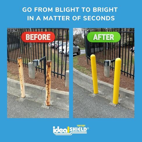 Ideal Shield 1/8" Yellow Safety Bollard Cover 6" with Red Stripes, 67" H. Installation Tape Included with Flat Top Bollard Post Sleeve in Kuwait