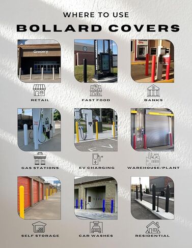 Ideal Shield 1/8" Yellow Safety Bollard Cover 6" with Red Stripes, 67" H. Installation Tape Included with Flat Top Bollard Post Sleeve in Kuwait