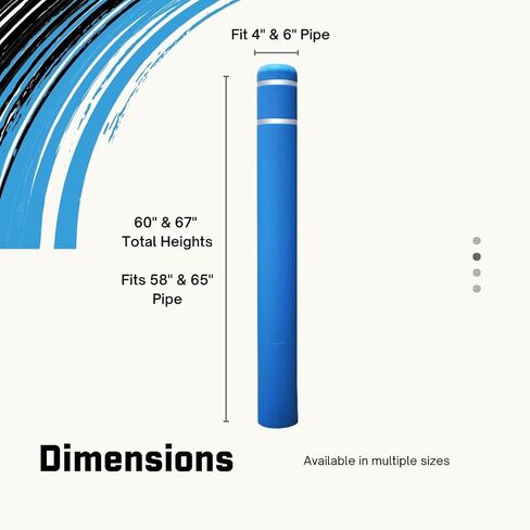 Ideal Shield 1/8" Yellow Safety Bollard Cover 6" with Red Stripes, 67" H. Installation Tape Included with Flat Top Bollard Post Sleeve in Kuwait