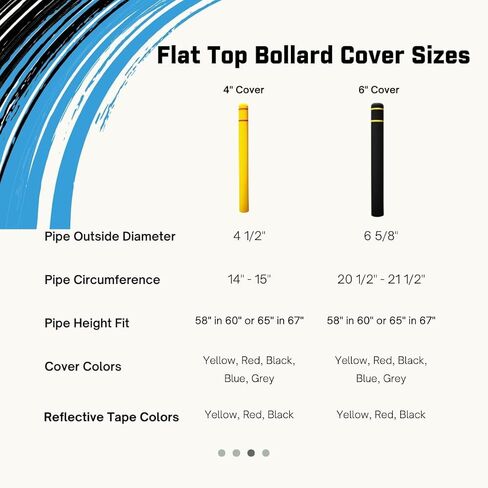 Ideal Shield 1/8" Yellow Safety Bollard Cover 6" with Red Stripes, 67" H. Installation Tape Included with Flat Top Bollard Post Sleeve in Kuwait