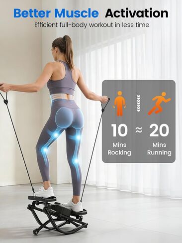 Yagud Rock Stepper للتمرين في المنزل، جهاز روك ستيبر محمول من الجانب إلى الجانب مع أشرطة مقاومة، جهاز تمرين كامل الجسم منخفض التأثير صديق للركبة للمكتب in Kuwait