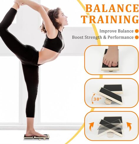 لوح توازن قابل للتعديل لقوة الكاحل والقدم - مدرب ثبات بساق واحدة لتحقيق التوازن والحركة ومرونة الساق والتحكم الأساسي - معدات تمرين القدم للمنزل والمكتب وصالة الألعاب الرياضية وإعادة التأهيل in Kuwait