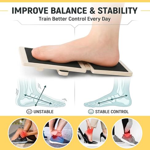 لوح توازن قابل للتعديل لقوة الكاحل والقدم - مدرب ثبات بساق واحدة لتحقيق التوازن والحركة ومرونة الساق والتحكم الأساسي - معدات تمرين القدم للمنزل والمكتب وصالة الألعاب الرياضية وإعادة التأهيل in Kuwait