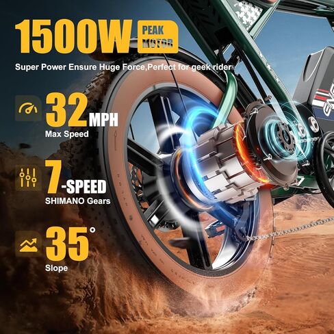 دراجة كهربائية ES2 Ultra Off Road، دراجة كهربائية ذات بطارية فائقة 22.5 أمبير بنظام التعليق الكامل، عزم دوران 92 نانومتر، دراجة كهربائية هيدروليكية فائقة القوة، سرعة تصل إلى 32 ميل في الساعة و100 ميل، 7 سرعات 20 بوصة دراجة كهربائية لجميع التضاريس in Kuwait