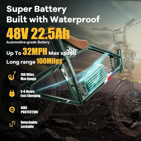 دراجة كهربائية ES2 Ultra Off Road، دراجة كهربائية ذات بطارية فائقة 22.5 أمبير بنظام التعليق الكامل، عزم دوران 92 نانومتر، دراجة كهربائية هيدروليكية فائقة القوة، سرعة تصل إلى 32 ميل في الساعة و100 ميل، 7 سرعات 20 بوصة دراجة كهربائية لجميع التضاريس in Kuwait