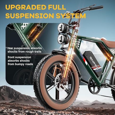 دراجة كهربائية ES2 Ultra Off Road، دراجة كهربائية ذات بطارية فائقة 22.5 أمبير بنظام التعليق الكامل، عزم دوران 92 نانومتر، دراجة كهربائية هيدروليكية فائقة القوة، سرعة تصل إلى 32 ميل في الساعة و100 ميل، 7 سرعات 20 بوصة دراجة كهربائية لجميع التضاريس in Kuwait