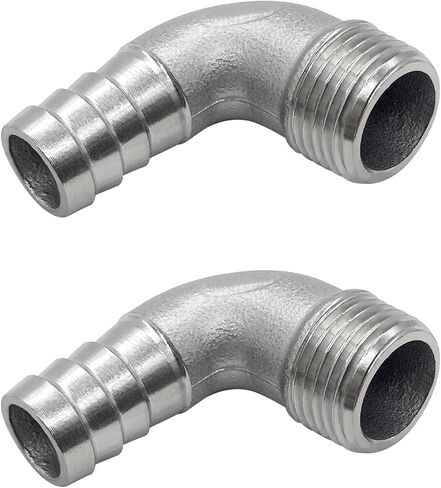 Stainless Steel 5/8" Hose Barb x 1/2" NPT Male 90 Degree Elbow Home Brew Pipe Fitting (Pack of 2) in Saudi Arabia
