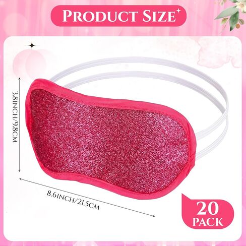 Chicingyou 12 Pcs Glitter Eye Mask Bulk Sleep Masks Eye Cover for Party Gifts Blindfold with Adjustable Elastic Strap for Bachelorette Party Supplies Women Men(Hot Pink) in Saudi Arabia