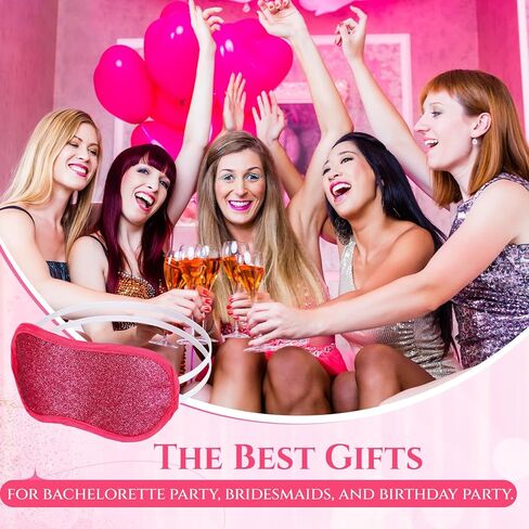 Chicingyou 12 Pcs Glitter Eye Mask Bulk Sleep Masks Eye Cover for Party Gifts Blindfold with Adjustable Elastic Strap for Bachelorette Party Supplies Women Men(Hot Pink) in Saudi Arabia