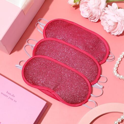 Chicingyou 12 Pcs Glitter Eye Mask Bulk Sleep Masks Eye Cover for Party Gifts Blindfold with Adjustable Elastic Strap for Bachelorette Party Supplies Women Men(Hot Pink) in Saudi Arabia