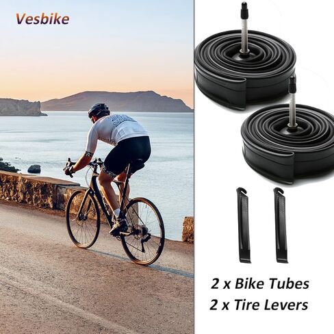 700x32c/700x35c دراجة أنبوب FV48mm بريستا صمام 2 حزمة الطريق دراجة الأنابيب الداخلية مع 2 عتلات الإطارات قسط بوتيل المطاط الحصى أنابيب الدراجة in Saudi Arabia